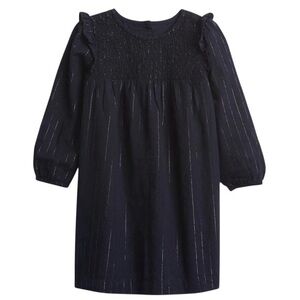 Baby GAP Girl’s Blue Silver Dress Smocked Front Detail Size 3T